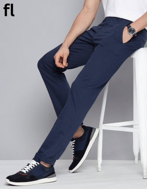Navy Cotton Imported Stuff Pant Smart Fit